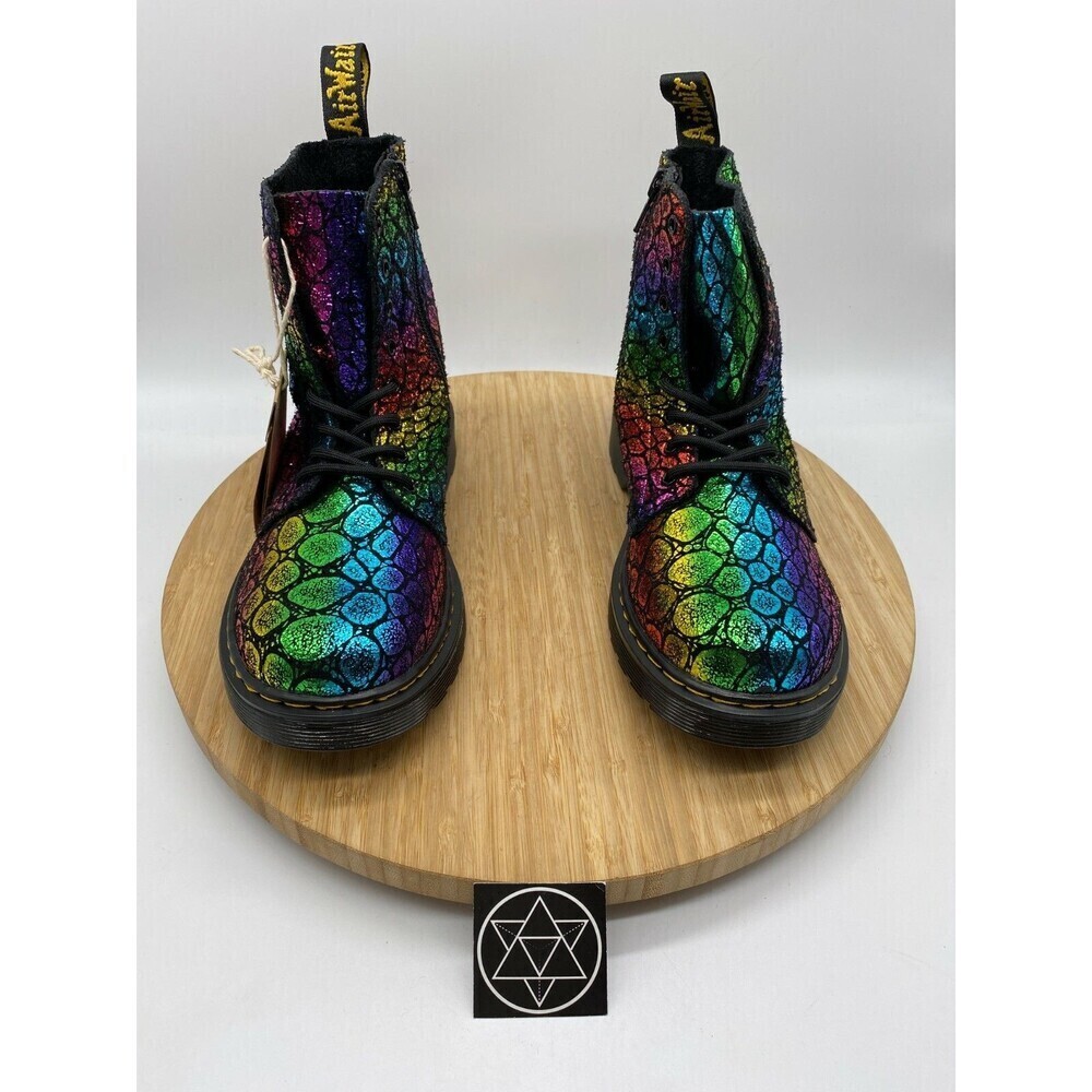 Dr Martens 1460 Pascal J Leather Combat Boots Kids Girls Boys Rainbow Womens 5 - Picture 6 of 11